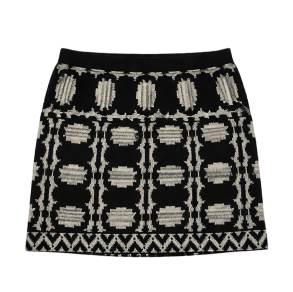 Free People Aztec Print Knit Mini Skirt Black Grey NWT